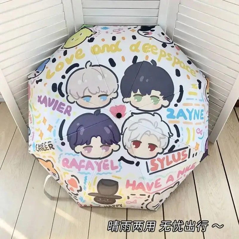 

Anime GAME Love And Deepspace Theme Black Portable Folding Sun Rain Umbrella Cosplay Cartoon Gifts