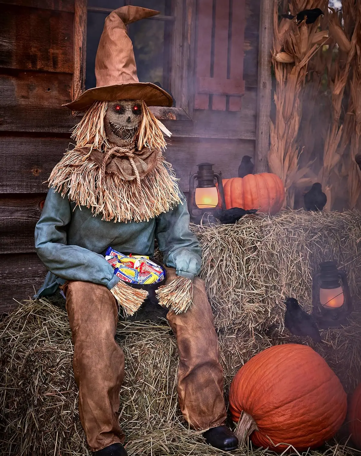 Animatronic Scarecrow Seated Halloween