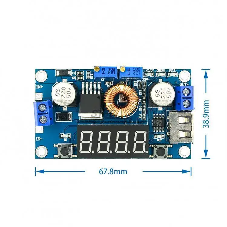 DC-DC 5A Digital LED Drive Lithum Battery Charger Module CC/CV USB Step Down Buck Converter With Voltmeter Ammeter