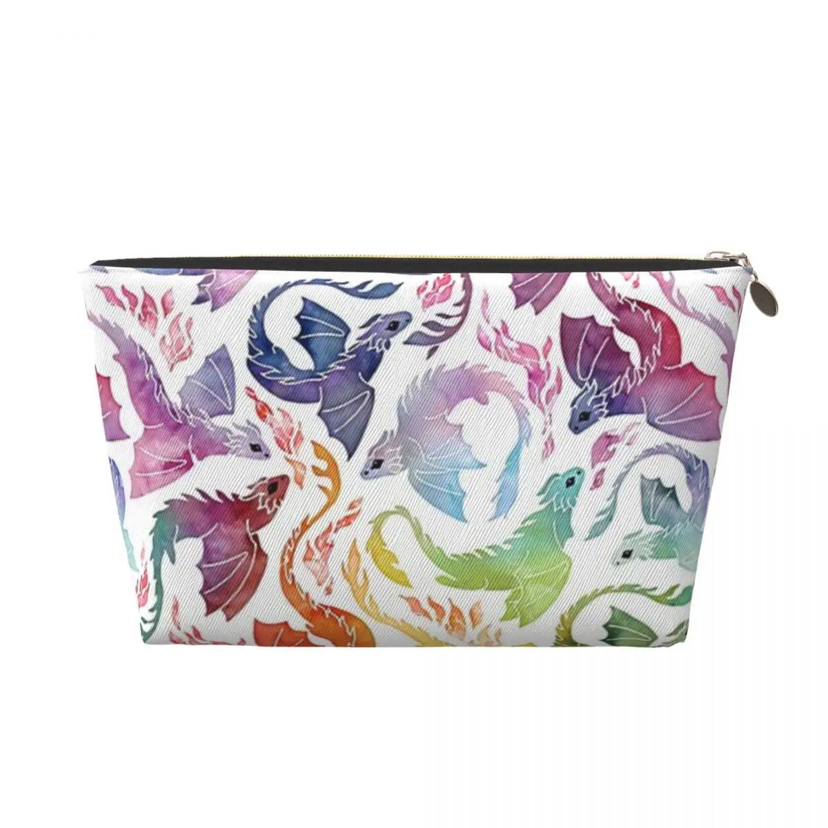 

Premium Leather Travel Cosmetic Bag Dragon Fire Rainbow Spacious Toiletry Organizer with Zipper Closure for Easy Packing