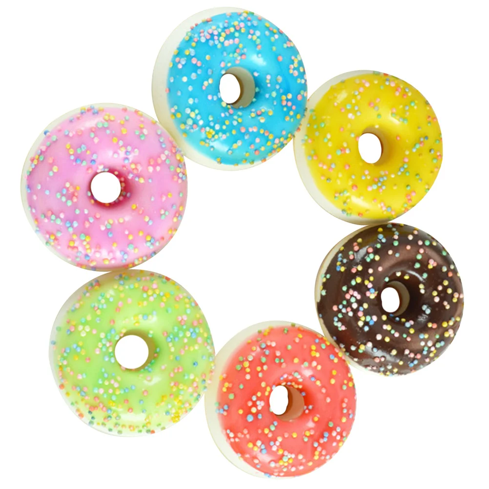 6 Pcs Faux Donuts Artificial Desserts Toys Showcase Props Simulated Party Table Decors Fridge Magnet Lifelike Fake