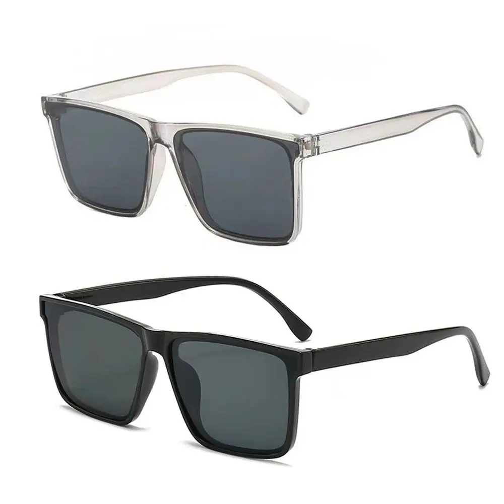 Trendy Punk Square Frame Sunglasses Simple Street Photos Black Shades Glasses Summer Decoration Sun-Protective Eyewear Beach