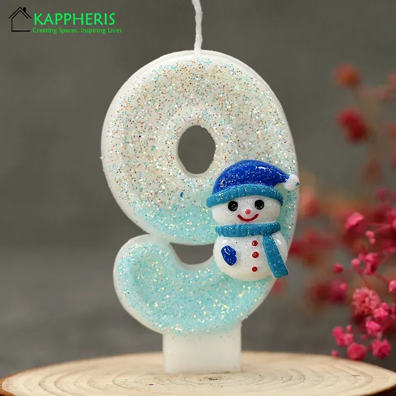 Snowman Birthday Candle for Cakes 0-9 Number Princess Cake Candle Party Decor Birthday Queen of Snow Decoration