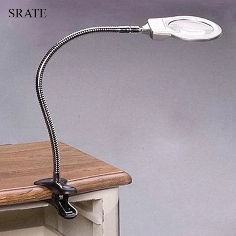 

3X 6X LED Light Table Magnifier Glasses Repair Large Magnifying Glass with Light for Reading High-grade Long Hose Clip Loupe