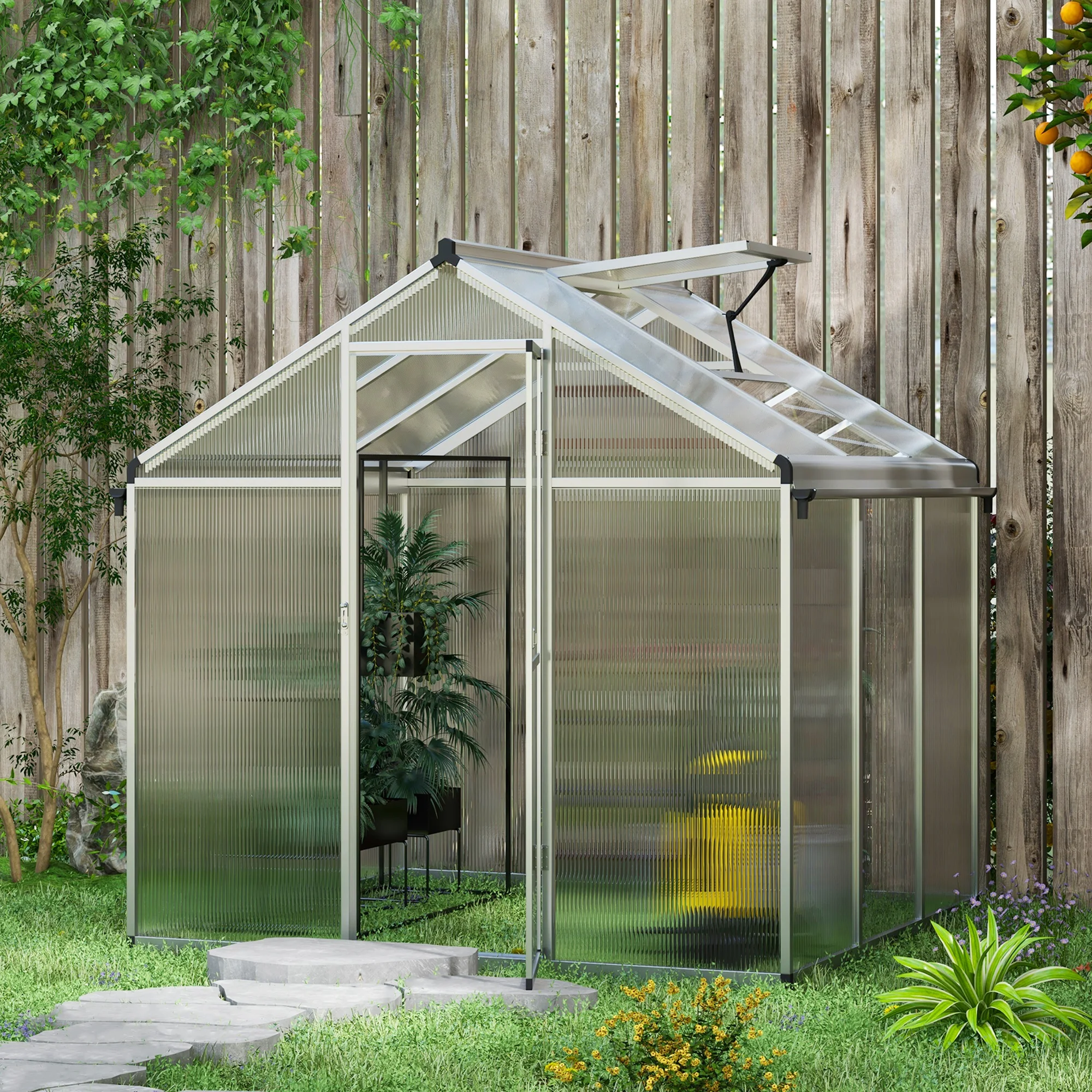 Aluminium Frame Greenhouse with Polycarbonate Panels