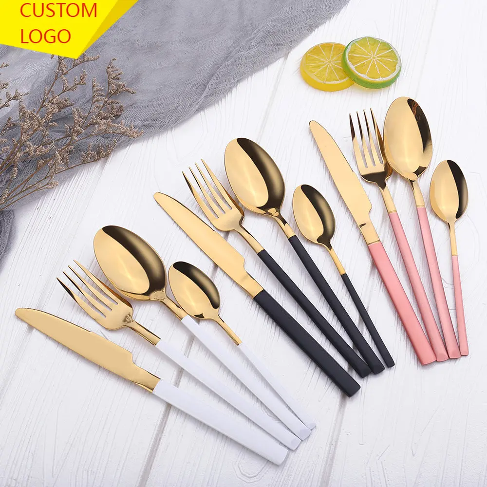 

Personalized Engraved Name 24pcs Tableware Set Dinnerware Stainless Steel Specular Light Luxury Silverware Fork Spoon Knife