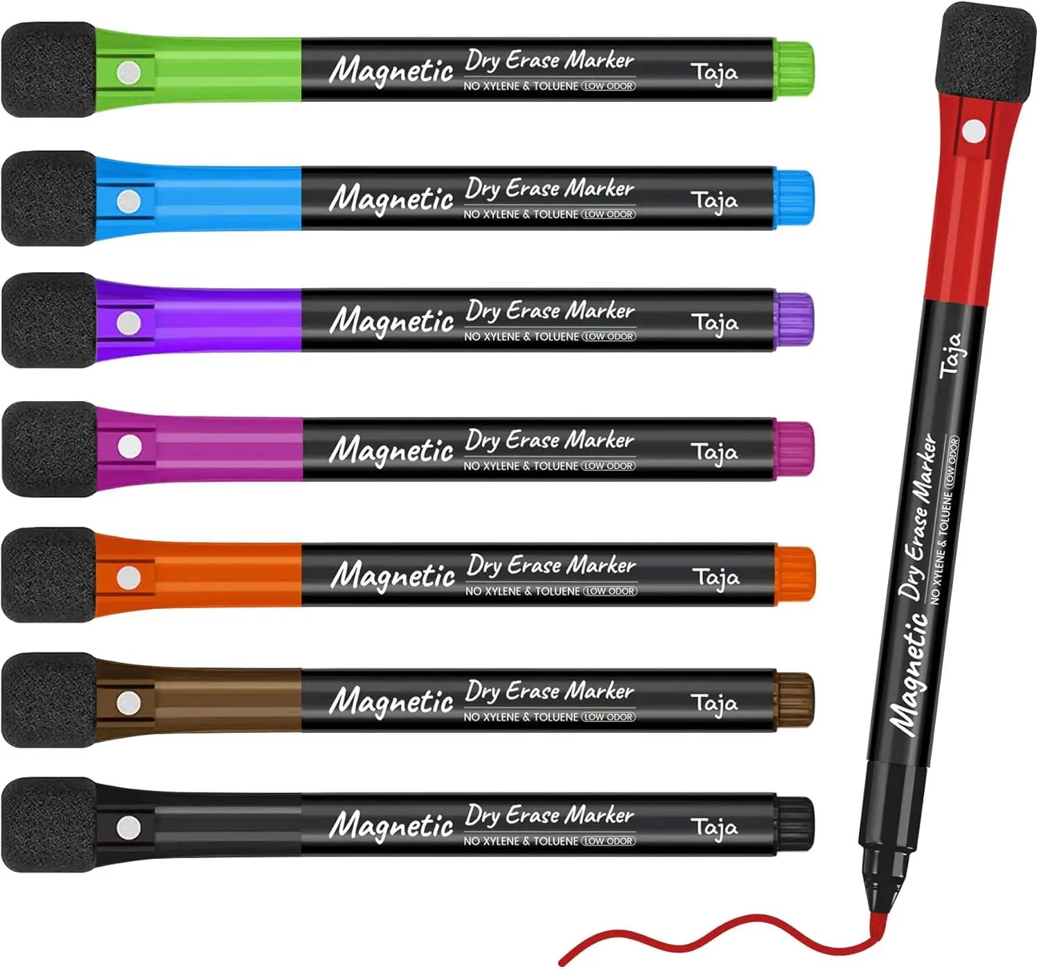 

Magnetic Dry Erase Markers, 8 Count Fine Tip Whiteboard Markers with Eraser for Home Office School