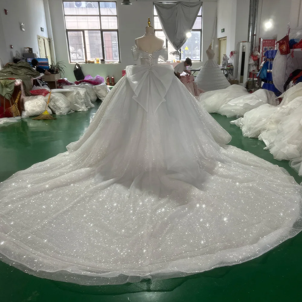 2024 magčfico vestido de novia femenino hombro con hombro princesa abalorios baile de vestidos de novia personalizados