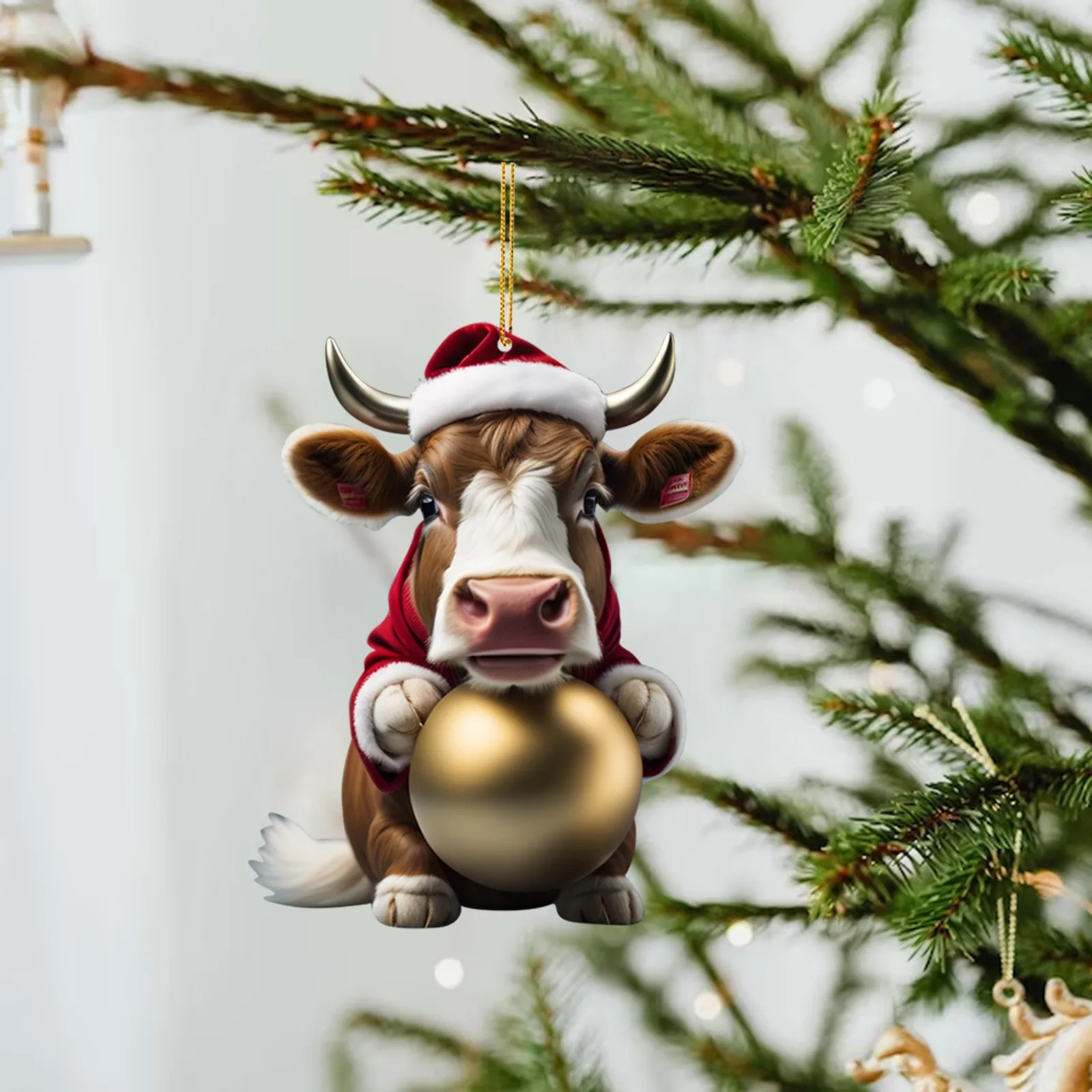 Desenhos animados vaca ornamento para árvore de Natal decoração, Fun carro pendurado pingente, Xmas Home decoração, decoração de festa de ano novo