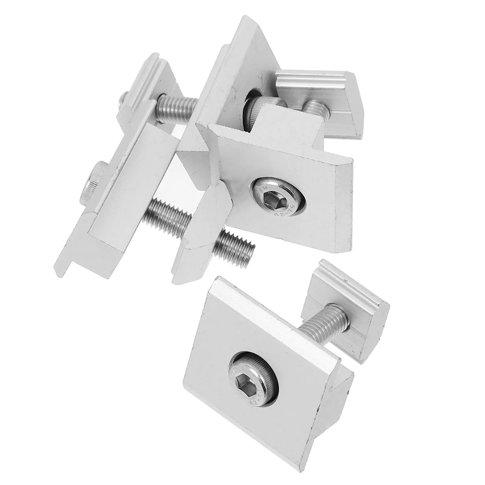 4Pcs Solar Panel Mid Clamps Aluminum Alloy Secure Mounting Hardware Hex Socket Bolts Spring Washer Fast Installation Rooftop