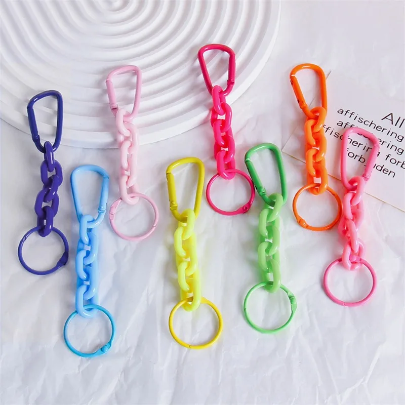 Keychain Acrylic Plastic Link Chain Key Ring For Women Girls Handbag Pendant Accessorie Car Keys Jewelry Gifts