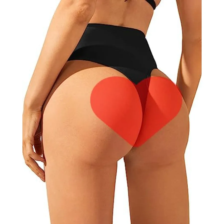 

Zmart Women High Waist Thong Bikini Bottoms High Cut Swimsuit Bathing Suit Cheeky Brazilian Swimwear Bottom