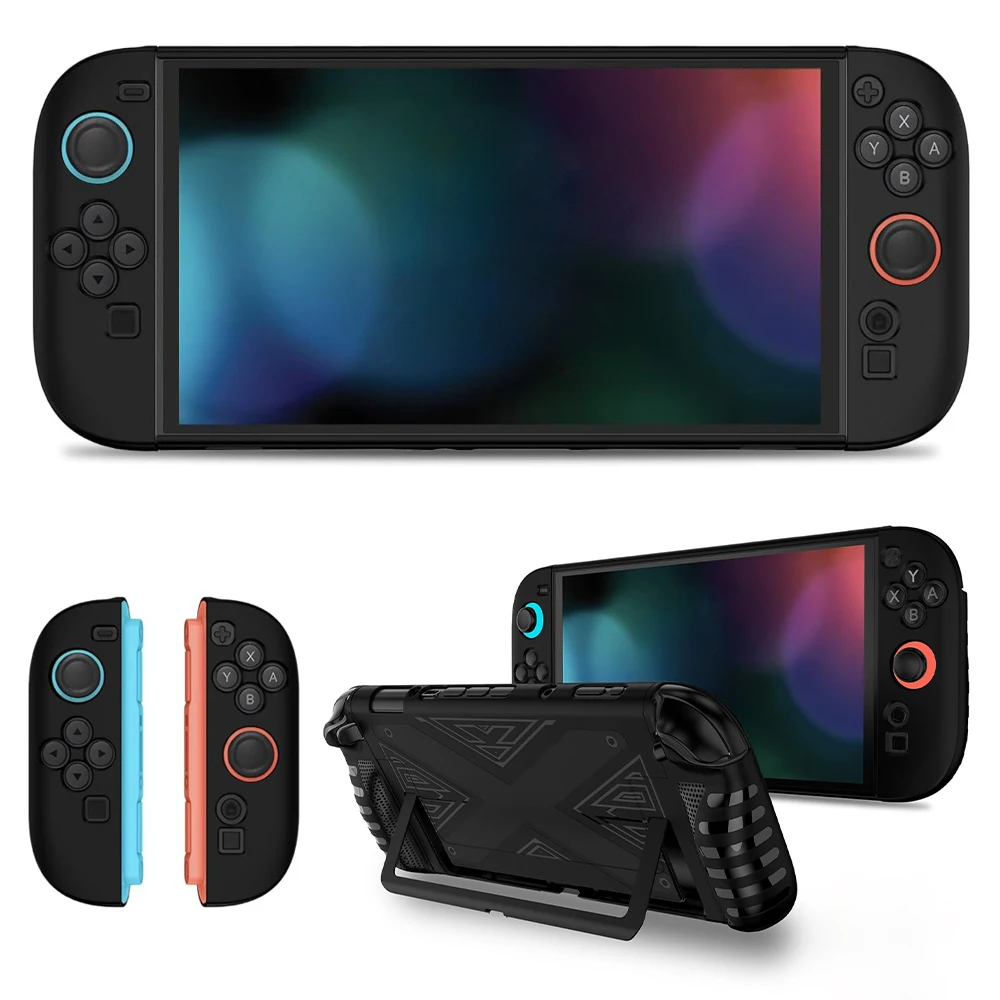 Switch 2 TPU+PC Split Case Wszechstronna ochrona Odporna na wstrząsy Odporna na zarysowania Trwała miękka skorupa Antypoślizgowy uchwyt Pełna osłona - czarna — zdjęcie produktu 7