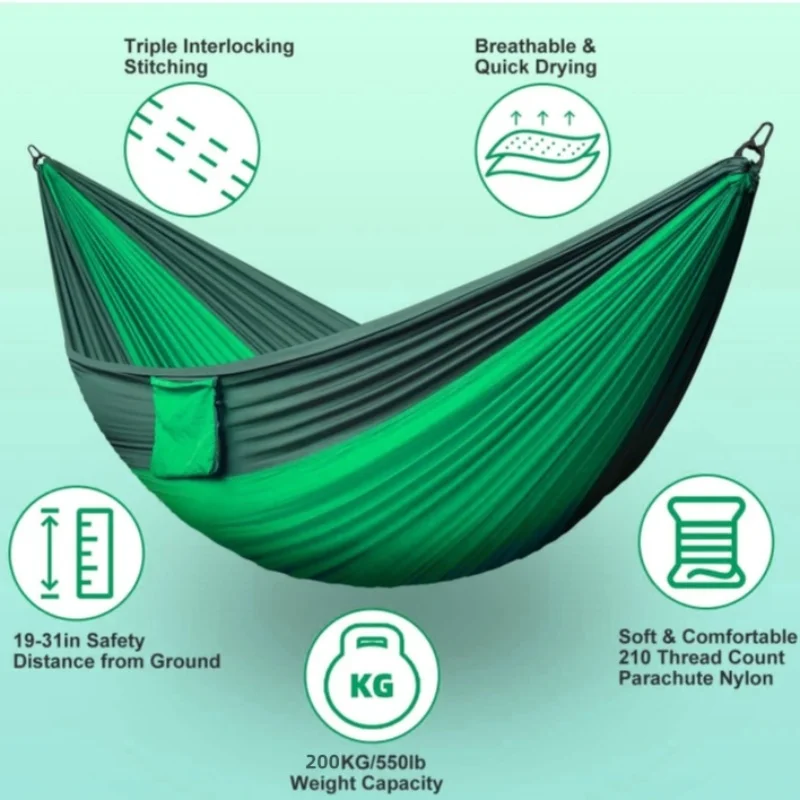 Portable Camping Hammocks for Outdoor Travel, High Strength Parachute Hanging Bed Tent, Backyard Hiking