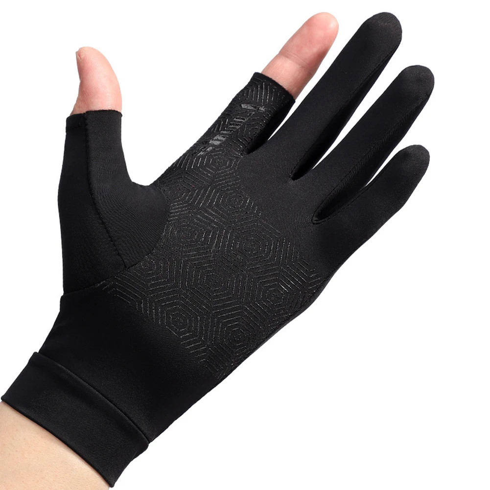 Women Men Gloves Anti-slip Summer Sun Protection Fishing Gloves 2 Cut Fingers Sun Protaction Sweat Absorption Gloves