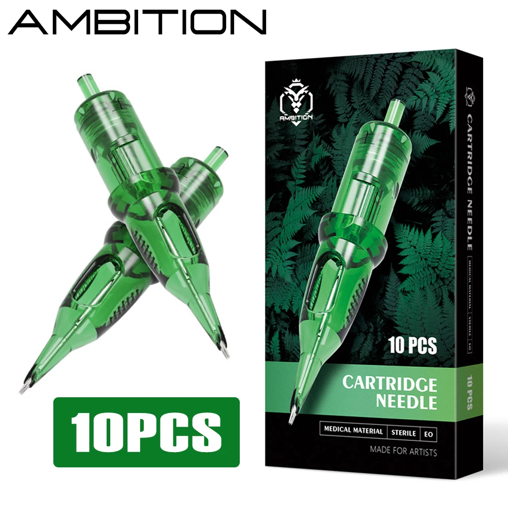 Ambition T-rex 10pcs RL RM RS Tattoo Cartridge Needles Supply Permanent Makeup For Tattoo Machine Pen Disposable Safety Needle