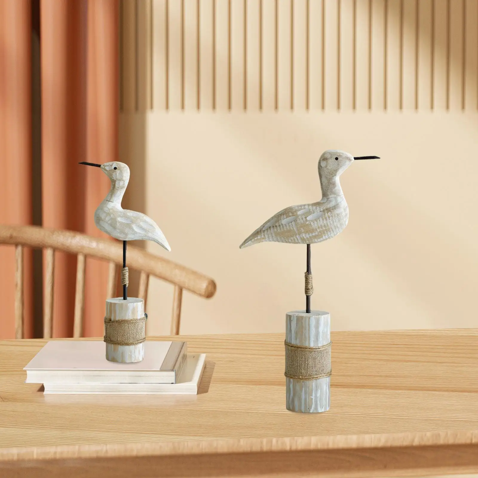 2 Pieces Seagull Statue with Base Collections Keepsake Fine Craftsmanship Animal Figurine for Cabinet Office Shelf Porch Indoor