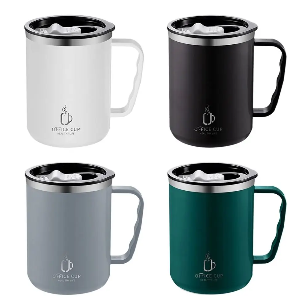 Travel Drinking Tumbler 500ml Thermal Coffee Cup Double Wall Stainless Steel Heat Insulated Coffee Milk Mug With Handle And Lid