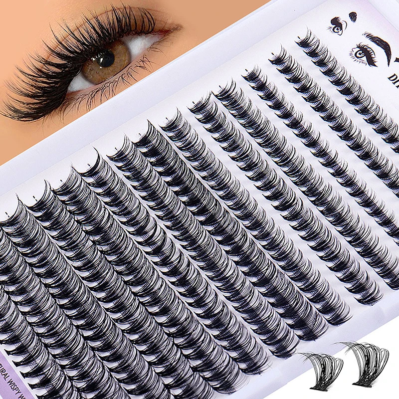 Diy Wimper Extensie Kit 280 Stuks Individuele Wimpers Cluster D Curl, 8-16Mm Mix Lash Clusters Met Lash Bond En Seal En Lash App