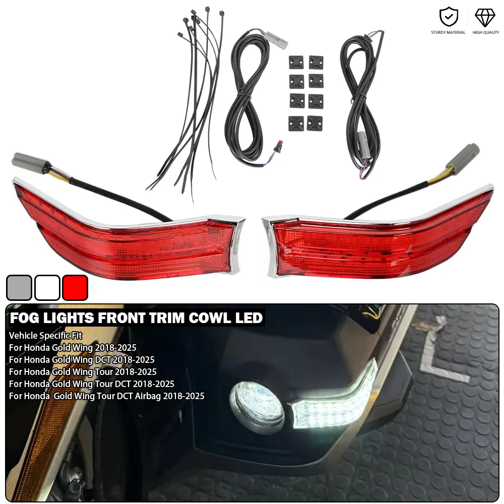 Fog Lights Front Trim Cowl LED Turn Signals Auxiliary Running Light Fit For Honda Gold Wing 1800 DCT F6B Goldwing Tour 2018-2025