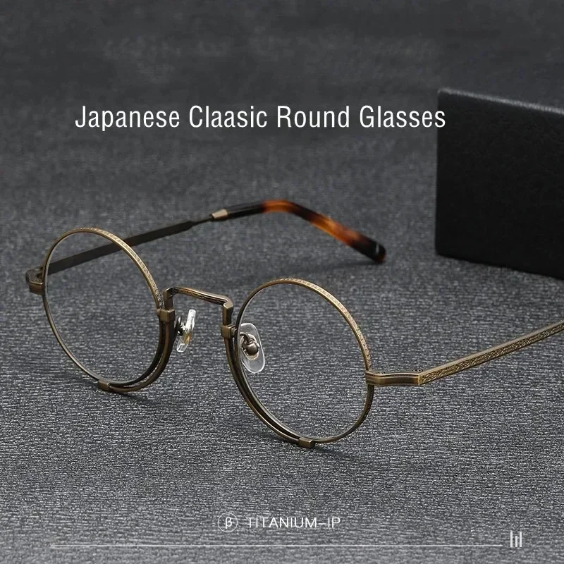 

Small Fashion Retro Round Frame Eyeglasses Frame RLT5919 Japanese Handmade Titanium Glasses Male Vintage Female Myopia Eyewear