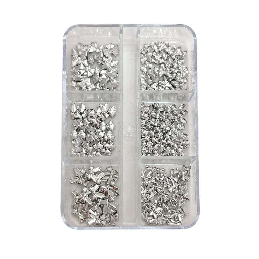 Approximately 150 Pcs DIY Manicure Nail Charms Alloy Material Rhinestones Embellished Mini Bow Nail Accessories Multi-Size