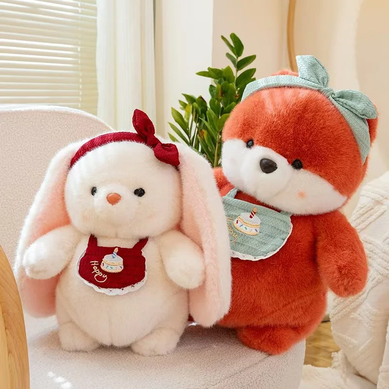 

Милый плюшевый кролик с гибкими ушками и друзьями утки-панды и лисы — коллекция мягких игрушек для детей-компаньонов перед сном