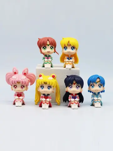 선원 문 애니메이션 피규어 Q 버전 카와이 선원 화성 목성 수성 금성 액션 피규어 PVC 컬렉션 모델 인형 장난감 어린이를위한