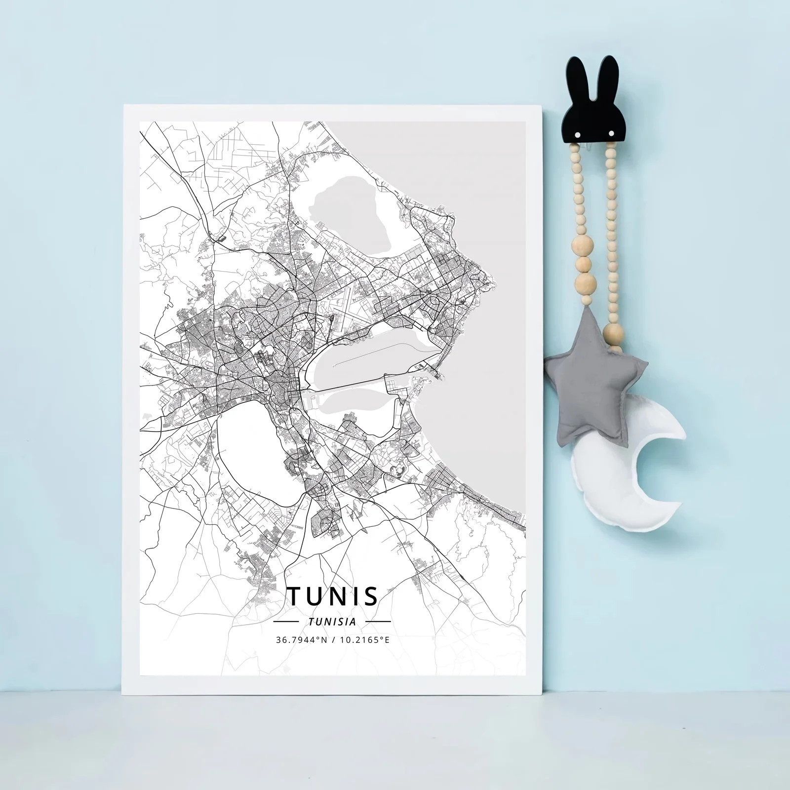 Tunis City Map multicolor Print Wall Art Canvas Painting Poster living room Home Decor