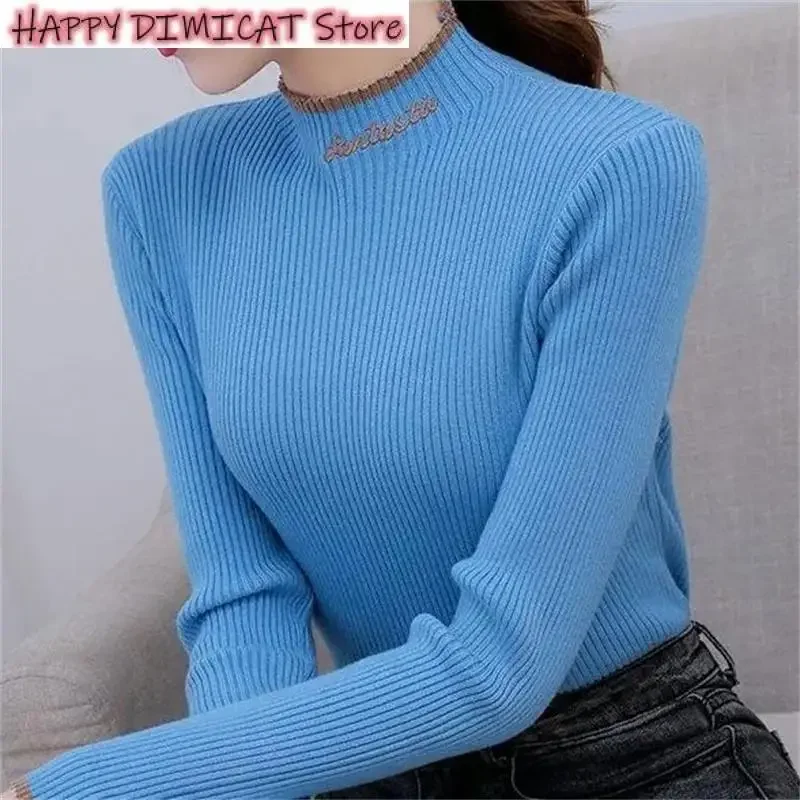 

Women's Long Sleeve Turtleneck Sweater, Korean Knit Pullovers, Bottoming Shirt, Casual Tops, Autumn, Winter, Fashion