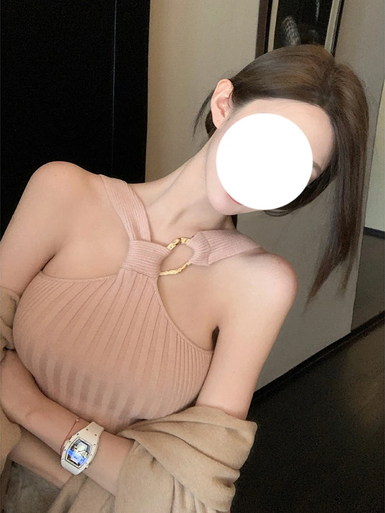 

Сексуальный вязаный укороченный топ Pure Desire для женщин, верхняя одежда, жилет с высоким воротом, короткая длина, высокая эластичность, для повседневной носки
