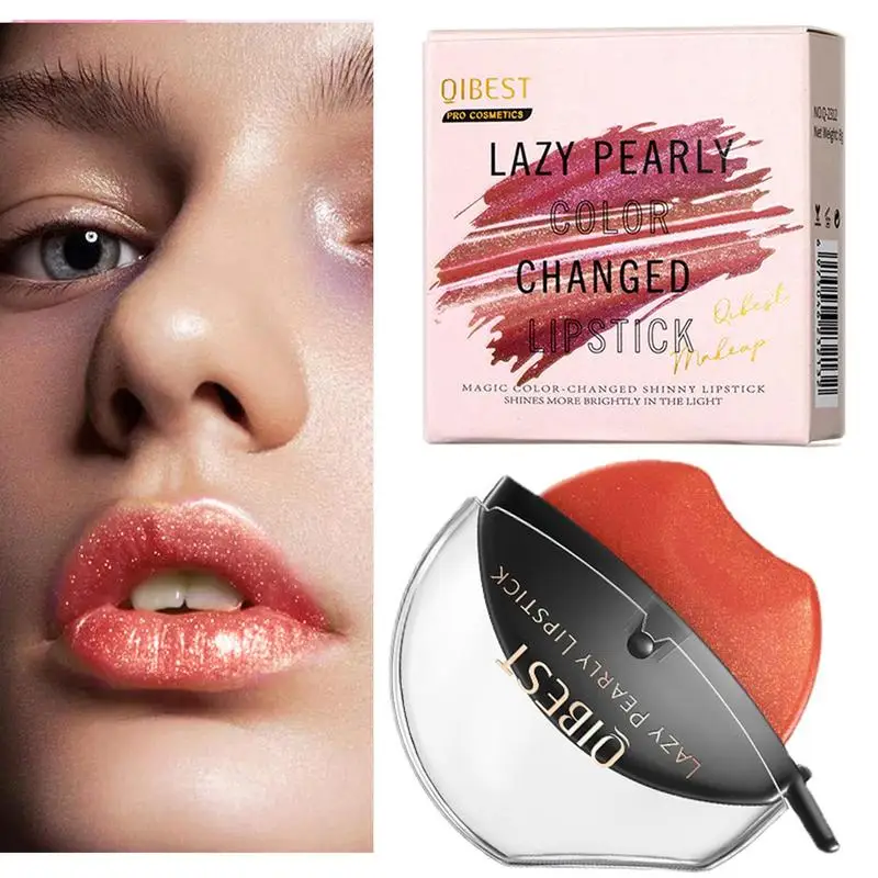 New Lazy Pearly Color Changed Lipstick Lip-shaped Lipstick Moisturizing Lip Makeup Tints Waterproof Nonstick Cup Lipgloss Korean