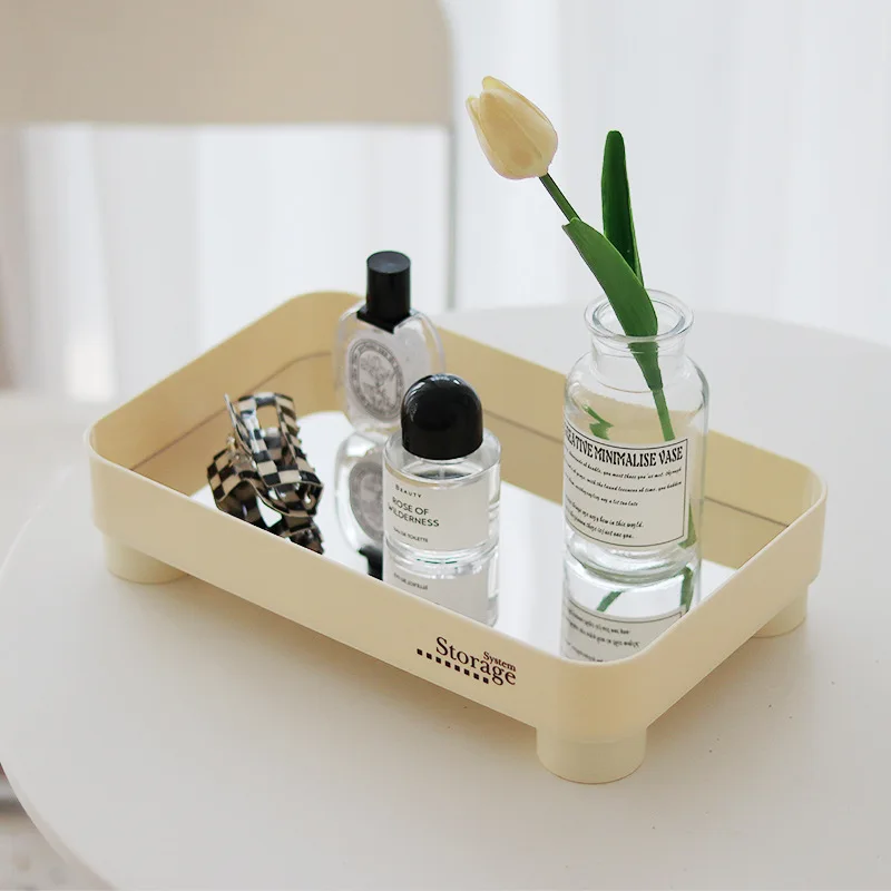 1PC Tray Bedroom Aroma Decoration Desktop Cosmetic Storage Trays Entrance Storage Trays Jewelry Cosmetics Tray Storage Plate