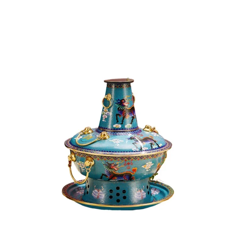 Cloisonne copper hot pot electric carbon dual-purpose thickened copper old Beijing plug-in copper hot pot pot