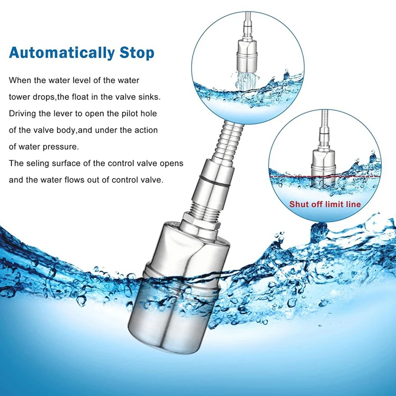 1/2Inch 3/4Inch 1Inch Automatic Float Valve, 304 Stainless Steel Fully Automatic Water Level Control Float Valve