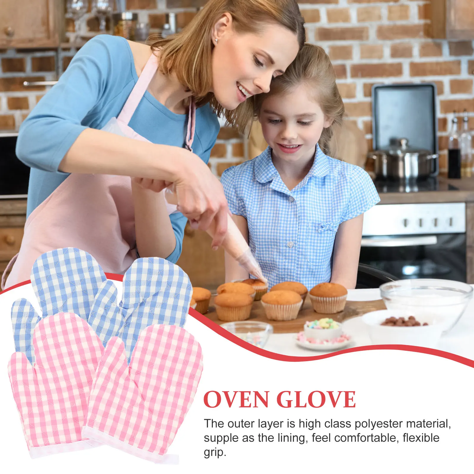 

4Pcs Heat Resistant Oven Mitts Polyester Insulated Gloves Anti-Scald Grill Baking Non-Slip Kitchen Essentials Oven Mitts