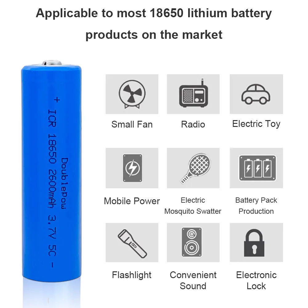 NEW original Doublepow 18650 battery 3.7V 2600mah 18650 lithium rechargeable battery for flashlight etc