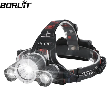 Boruit RJ-3000 leistungs starke LED-Scheinwerfer 3000lm Typ-C wiederauf ladbare Scheinwerfer wasserdichte Stirn lampe Angeln Jagd laterne