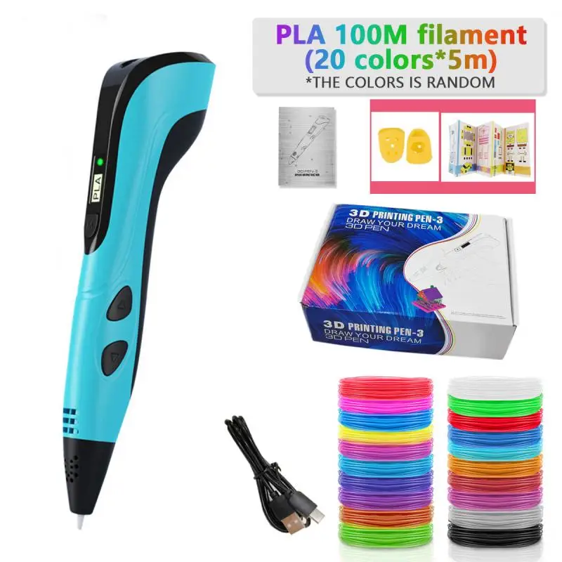 3d długopis dla dzieci Creatived Toy DIY 3D pióro do dekorowania type-c akumulator zestaw pędzelków 3D z 200M PLA Filament dla dzieci prezent — zdjęcie produktu 7