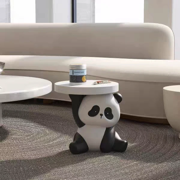 Mesa de centro de lujo Mesa de almacenamiento elegante y multifuncional con diseños de panda, perfecta para mesa auxiliar de organización del hogar