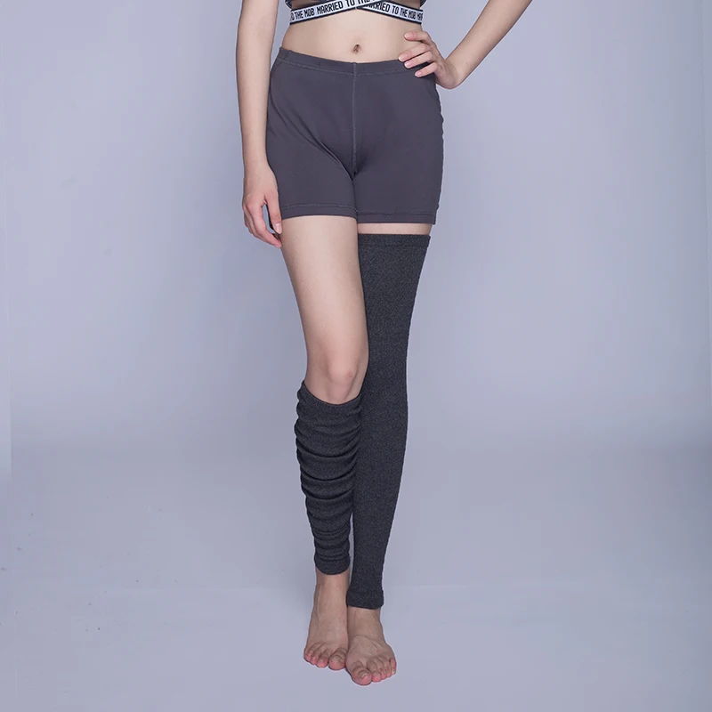 Polainas de lã caxemira para mulheres inverno térmico grosso quente sólido malha coxa meia meninas joelho alta meia feminina joelho manga