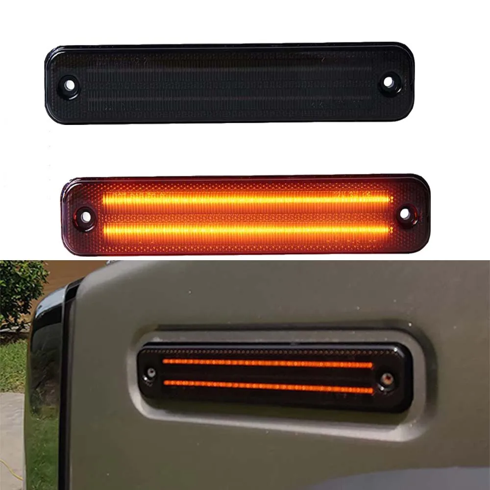 

2Pcs For 2003-2009 HUMMER H2 Smoked Front LED Side Marker Lights Kit Amber Car Running Signal Lamp LED Warning Strobe Light