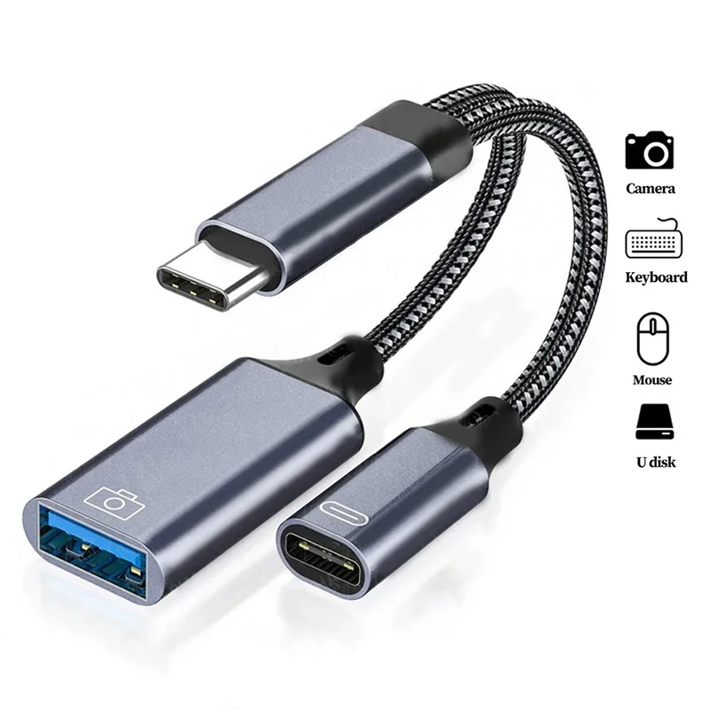 2 In 1 USB Type C To 3.5mm Aux Audio Dongle Adapter Type C 3.5mm Jack Cable Earphone Cable Converter For iPhone iPad Huawei OPPO