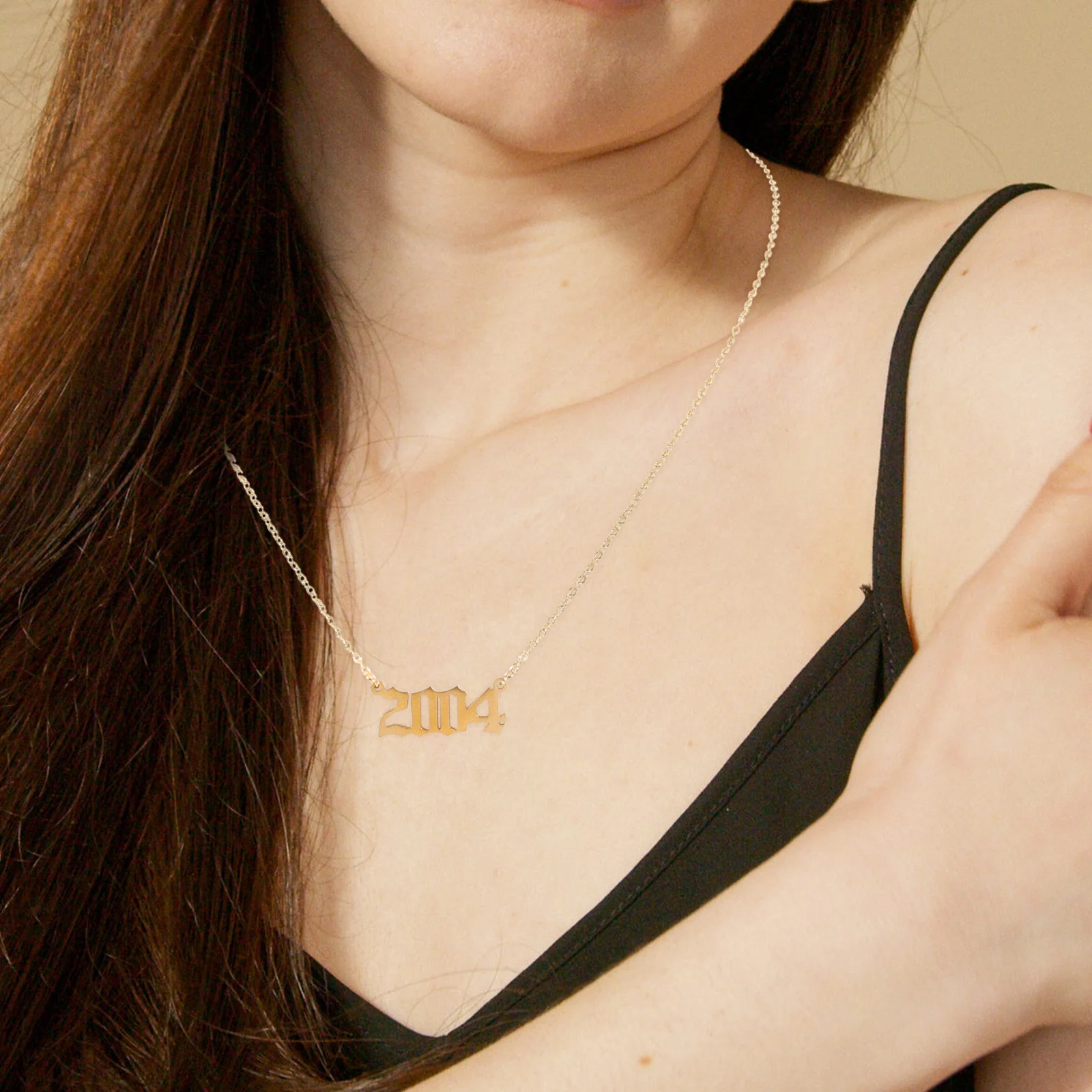 

Digital Necklace Stainless Steel Gilded Clavicle Chain Pendant Neck Jewelry for Girl Lady Necklace Female Accessories Stylish