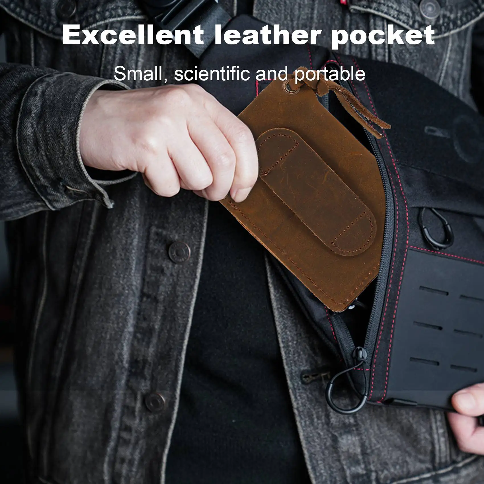 Handmade EDC Organizer Leather Sheath/ Organizer Slip Pouch Case for Flashlight/Multi-Tool/Knife/Pen