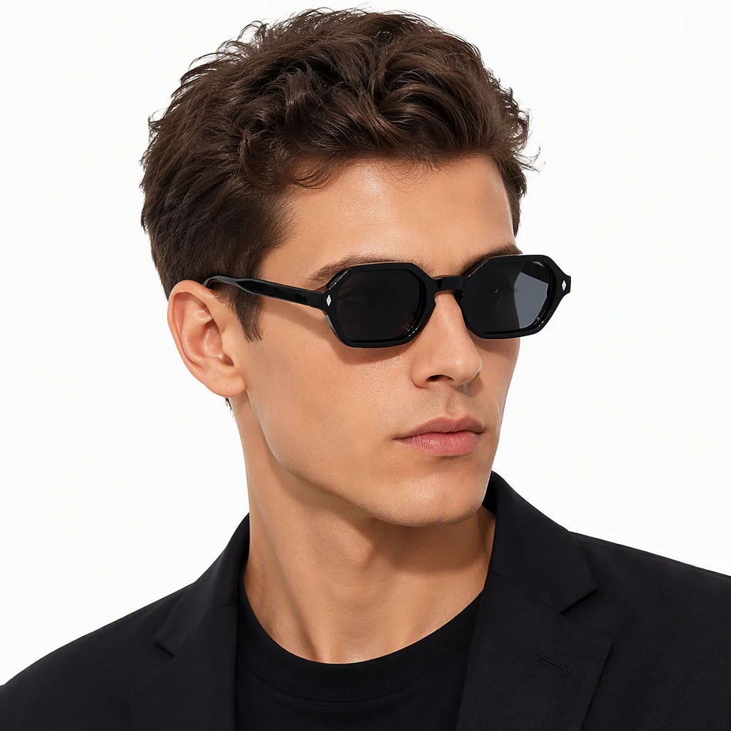 Retro Octagon Sunglasses for Women Men Trendy Small Polygon Frame Vintage 90s Geometric Shades for Driving Travel Outdoor