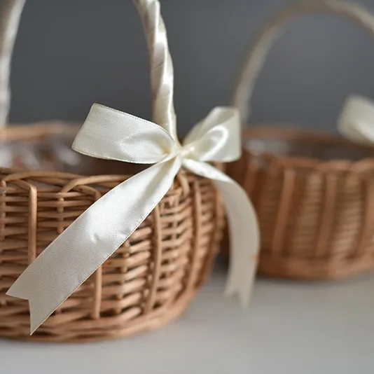 Woven Flower Basket Rattan Storage Basket Flower Girl Hand Basket Handmade Flower Basket For Home Wedding Decor image 5