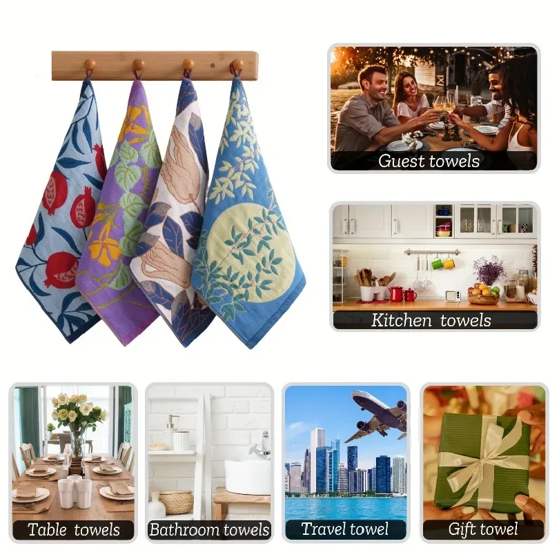 34x40cm Large Hand Towel Kitchen Towel 4Layer Cotton Gauze Pure Cotton Dish Cloth Quick Dry Decorative Tea Towel Home Restaurant