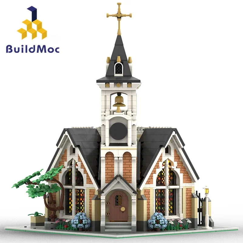 Moc 3118 PCS Kit di blocchi di costruzione della chiesa commemorativa di san giuseppe Modern Street Architecture Model Toys for Children Gifts