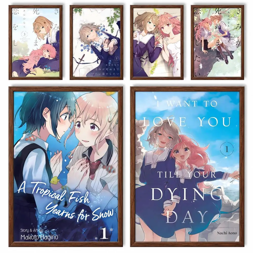 Emotional Yuri Fantasy Manga I Want to Love You Till Your Dying Day Poster Self-adhesive Waterproof Paper Room Wall Decor